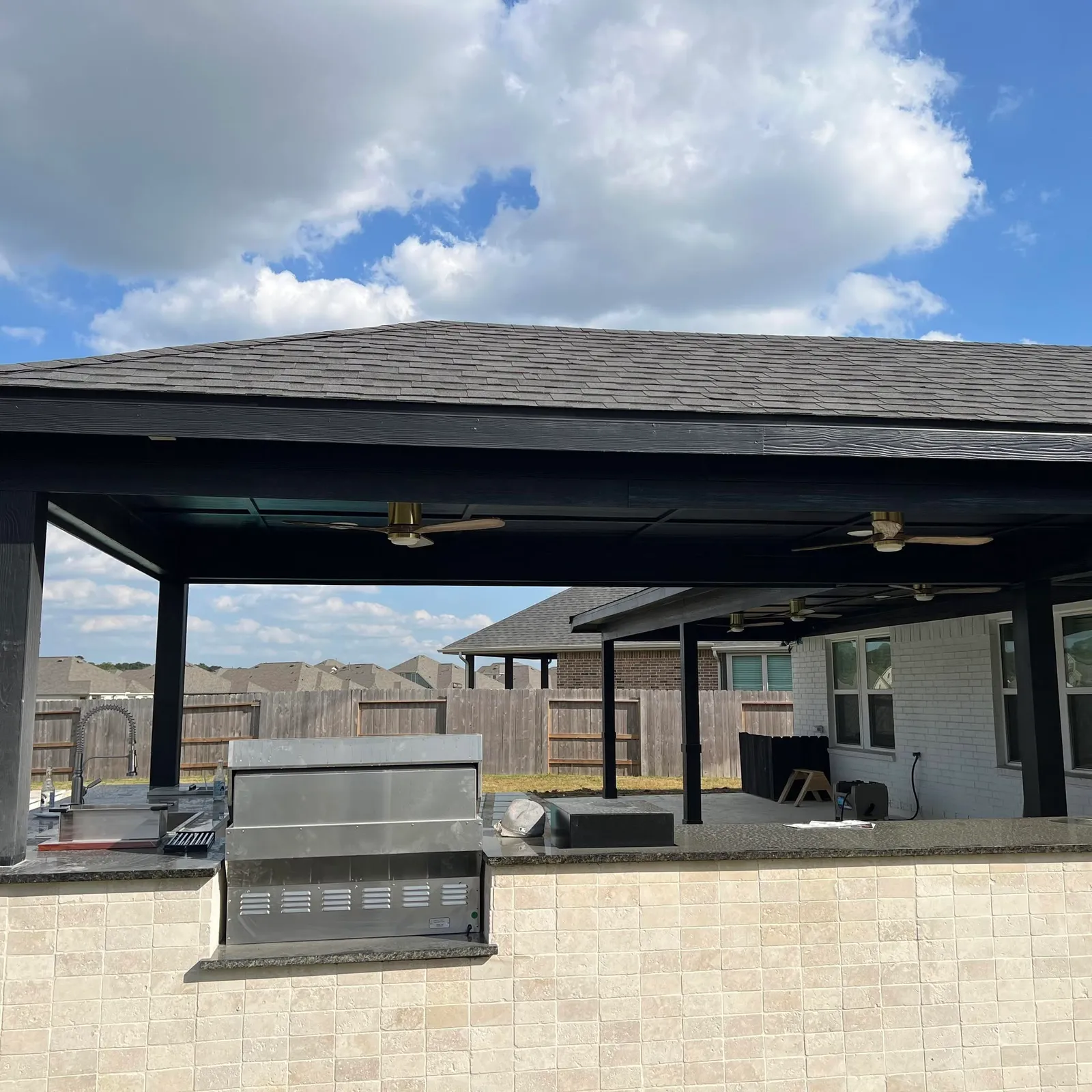 Outdoor kitchen with built-in grill