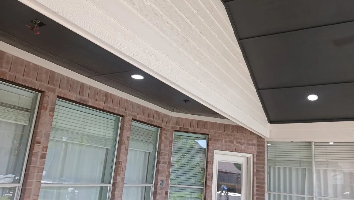Patio cover with recessed-lit ceiling